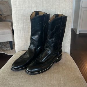Tony Lama Black Leather Roper Boots